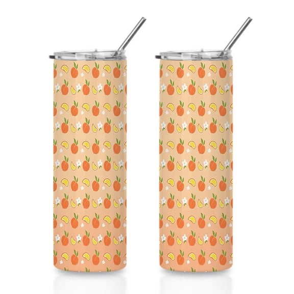 20oz Cute Peach Fruit Pattern Stainless Steel Tumbler,Coffee Cups With Lids, Perfect Gifts For Birthday Holiday Gifts For Women and Men.