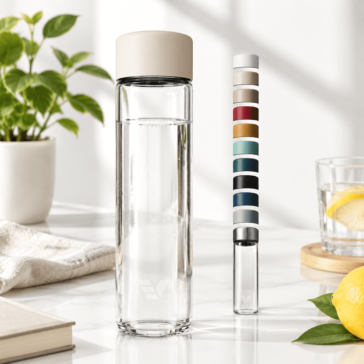 20oz Desert Beige Non-Insulated Borosilicate Glass Water Bottle ...