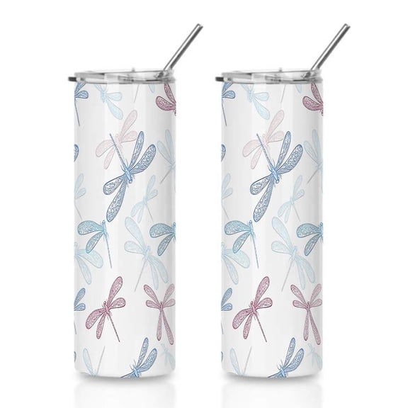 20oz Detailed Dragonfly Pattern Stainless Steel Tumbler，Coffee Cups With Lids， Perfect Gifts For Birthday Holiday Gifts For Women and Men
