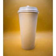 20oz Disposable White Paper Cups with White Dome Lids Coffee Cups with Lids 200 sets