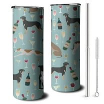 20oz Dogs with Wine and Glasses Skinny Tumblers Stainless Steel Tumbler with Lid and Straw,Vacuum Insulated Double Wall Travel Tumbler Cups with Cleaning Brush for Coffee,Tea