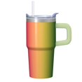 thumbnail image 1 of 20oz Double Wall Travel Tumbler with Handle, Geometric Texture Stainless Steel Mug, Insulated Leak-Proof Cup & Straw, 1 of 5