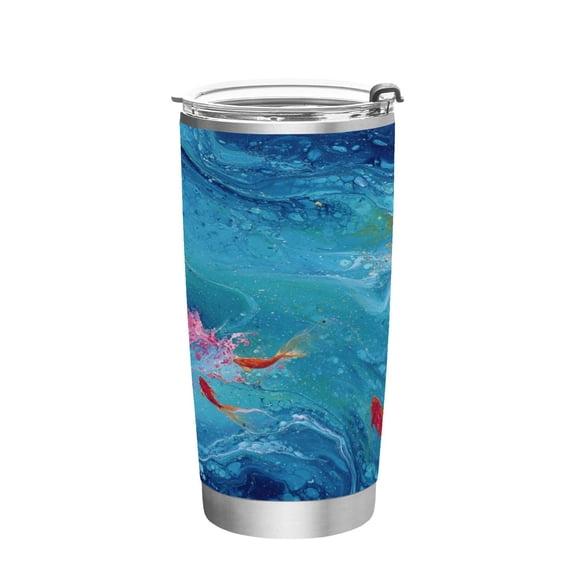 20oz Double-Wall Vacuum Insulated Stainless Steel Tumbler with Straws Sports Mugs BPA-Free Blue Vortex