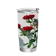 thumbnail image 1 of 20oz Double-Wall Vacuum Insulated Stainless Steel Tumbler with Straws Sports Mugs BPA-Free Red Roses on The Wall, 1 of 7