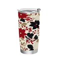 thumbnail image 1 of 20oz Double-Wall Vacuum Insulated Stainless Steel Tumbler with Straws Sports Mugs BPA-Free Red and Blacks Holly Leaves, 1 of 7