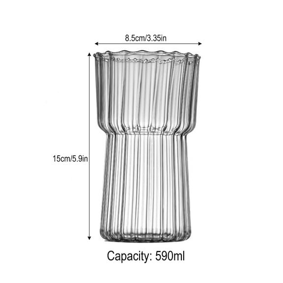 20oz Drinking Glass,Ripple Glassware Cup,Wave Shape Wide Mouth Design Clear Glass Cup,High Borosilicate Material Glassware,Iced Coffee Glasses Ideal for Cocktail Whiskey,Juice
