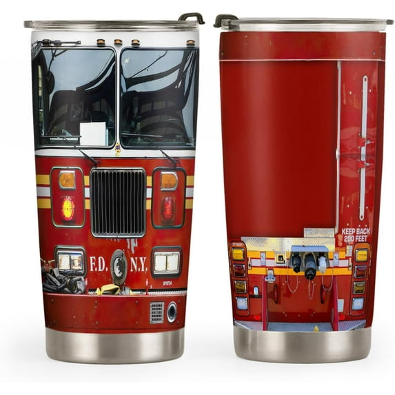 20oz Fire truck head, Firefighter gifts for Dad, Husband from Daughter, Son, Wife, Birthday, Fathers day Firefighter Tumbler Cup with Lid, Double Wall Vacuum Insulated Travel Coffee Mug