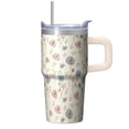 thumbnail image 1 of 20oz Floral Spring Vintage Tumbler with Handle and Straw Lid, Chinoiserie Elegant Bloom Coffee Cup, Insulated Travel Mug, 1 of 5