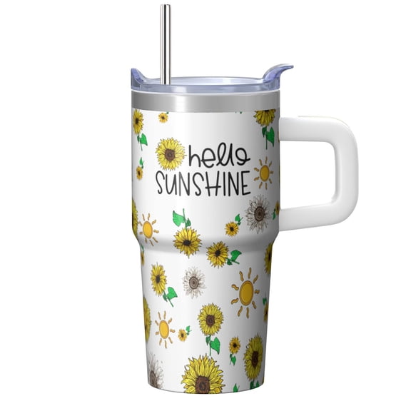 20oz Floral Tumbler Gift Set for Women, Insulated Stainless Steel Travel Mug with Handle and Straws, Leak-Proof Lid, Elegant Design