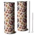 thumbnail image 1 of 20oz Footballs and Autumn Fall Leaves Pattern Skinny Tumblers Stainless Steel Tumbler with Lid and Straw,Vacuum Insulated Double Wall Travel Tumbler Cups with Cleaning Brush for Coffee,Tea, 1 of 6