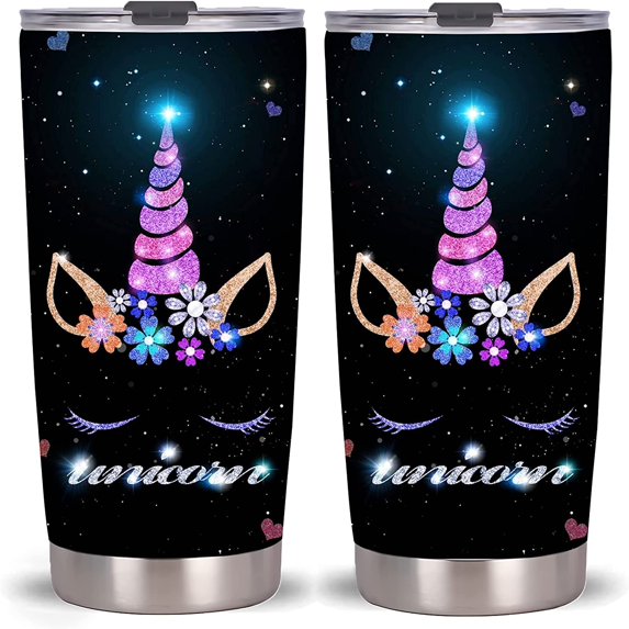 20oz Galaxy Unicorn Tumbler-Stainless Steel Travel Mug With Lid And Straw (Galaxy Unicorn Tumbler )