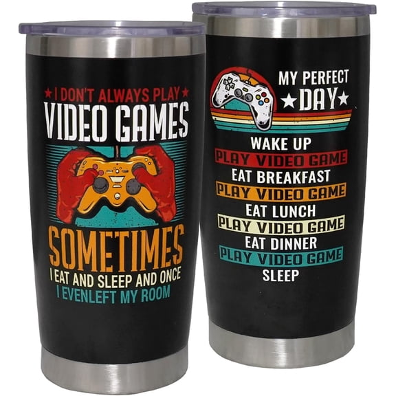 20oz Gamer Tumbler With Lid and Straw,Cool Pc Gamer Gifts For Boys/Girls,Video Game Gifts,Gaming Gifts For Men/Women Stainless Steel Insulated Bottle Game Travel Mug Gamer Coffee Cup