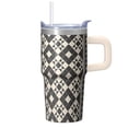 thumbnail image 1 of 20oz Geometric Design Stainless Steel Cup with Handle, Insulated Double Wall Travel Coffee Tumbler Leak-Proof, 1 of 5