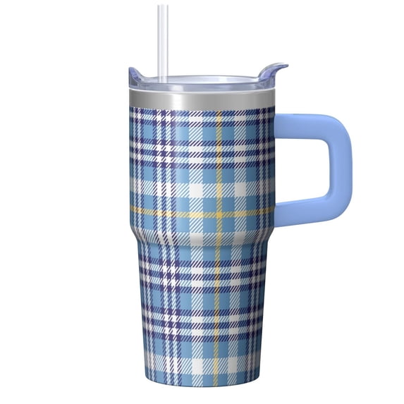 20oz Geometric Design Stainless Steel Tumbler Insulated Double Wall Handle Cup Leak Proof Lid With Straw For Hot Drinks