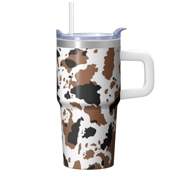 20oz Geometric Pattern Insulated Handle Tumbler, Stainless Steel Double Wall Travel Coffee Mug Leak Proof with Straw
