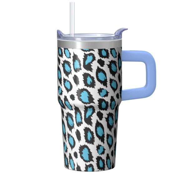20oz Geometric Textured Stainless Steel Travel Mug, Double Wall Insulated Tumbler with Handle Leak Proof Lid Design