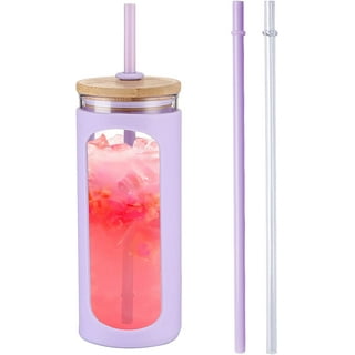 Monfince Mason Jar Cups with Lid and Straw - 550ml/18.5oz Reusable Wide  Mouth Boba Tea Cup Bubble Smoothie Cup, Glass Mason Jars Bottle With Bamboo