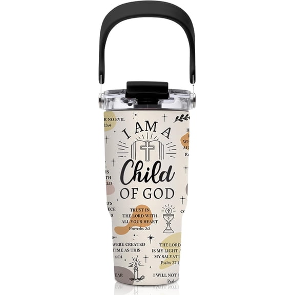 20oz God Tumblers - Child of God Tumbler with Straw Handle, Leak-proof, BPA-free, Double Wall Insulated, Christian Gifts Cup for Boys Girls, Insulated Coffee Tumbler God Stainless Steel Cup for Women