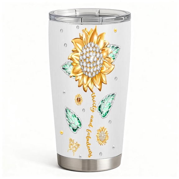 20oz Golden Rhinestone Sunflower Stainless Steel Tumbler, Tumbler with Lid Double Wall Vacuum Insulated Travel Mug, Coffee Cups With Lids, Perfect Gifts For Birthday Holidays.