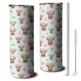 thumbnail image 1 of 20oz Green Highland Cow Flower Pattern Skinny Tumblers Stainless Steel Tumbler with Lid and Straw,Vacuum Insulated Double Wall Travel Tumbler Cups with Cleaning Brush for Coffee,Tea, 1 of 6