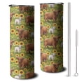 thumbnail image 1 of 20oz Green Highland Cow Sunflower Field Pattern Skinny Tumblers Stainless Steel Tumbler with Lid and Straw,Vacuum Insulated Double Wall Travel Tumbler Cups with Cleaning Brush for Coffee,Tea, 1 of 6