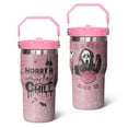 thumbnail image 1 of 20oz Halloween Ghostface Stainless Steel Tumbler with Lid and Straw,Spill Proof Horror Spooky Travel Cup Double Wall Vacuum Insulated Coffee Mug with Top Handle Pink, 1 of 1
