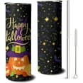 thumbnail image 1 of 20oz Halloween Skinny Tumbler with Lid and Straw, Stainless Steel Insulated Gohst Pumpkin Cup Halloween Skeleton Coofee Mug Gifts for Women Men, 1 of 6