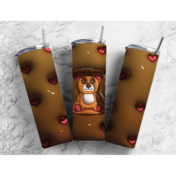 20oz Hearts Teddy Bear 3D Shape Tumbler
