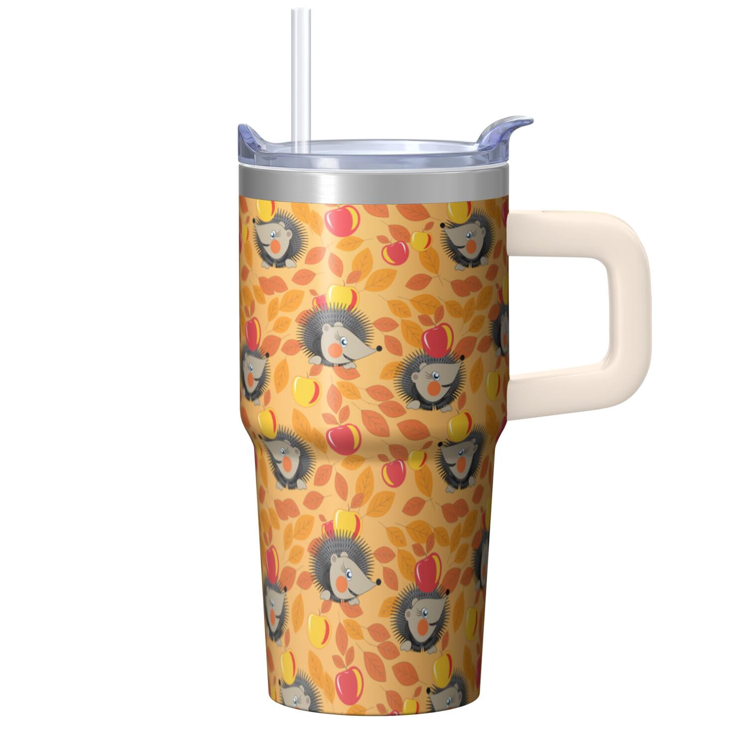 20oz Hedgehog Stainless Steel Tumbler with Handle and Straw Insulated Coffee Mug Travel Water Bottle with Lid and Straw Great for Hot Coffee Cold Iced Tea Gift for Hedgehog Enthusiasts Women Men