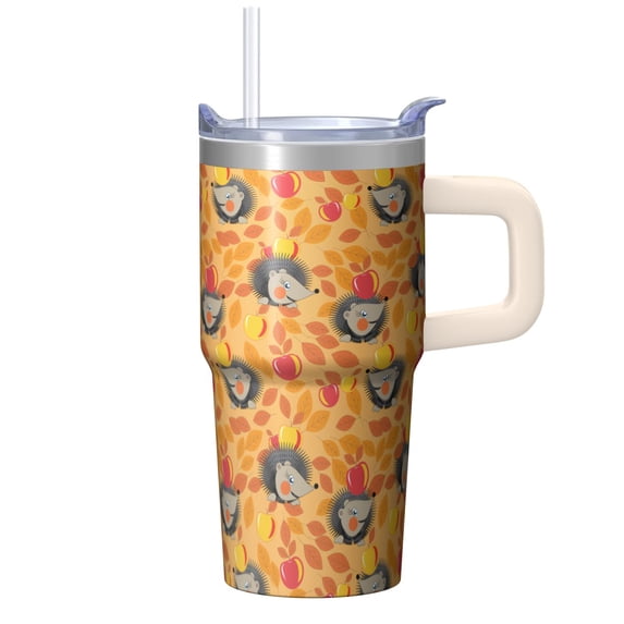 20oz Hedgehog Stainless Steel Tumbler with Handle and Straw Insulated Coffee Mug Travel Water Bottle with Lid and Straw Great for Hot Coffee Cold Iced Tea Gift for Hedgehog Enthusiasts Women Men