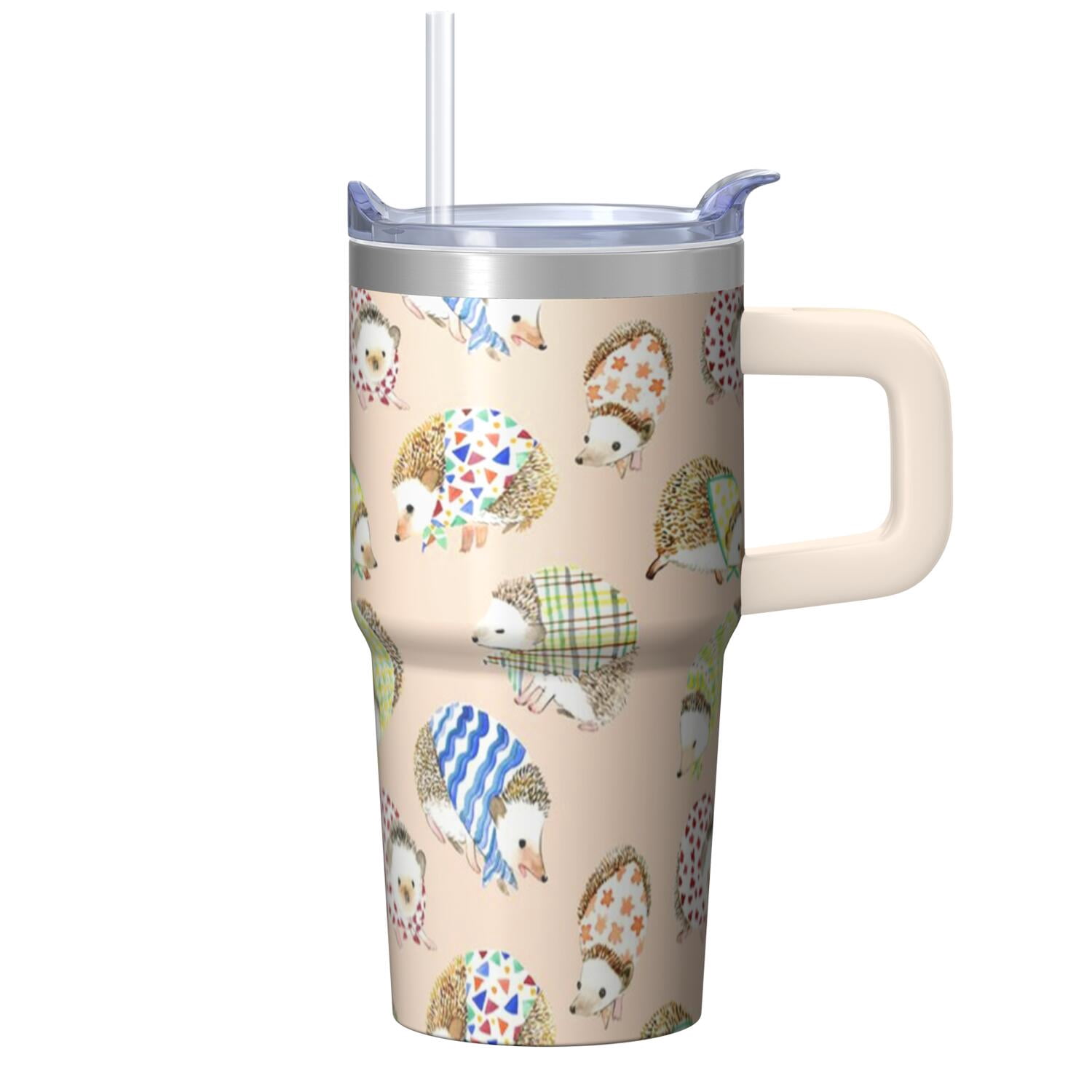 20oz Hedgehog Stainless Steel Tumbler with Handle and Straw Insulated Coffee Travel Mug Water Bottle with Lid and Straw BPA Free Material Safe for Daily Drinking Great Present for Women Men