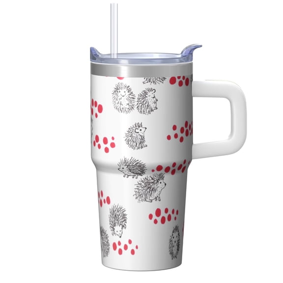 20oz Hedgehog Stainless Steel Tumbler with Handle and Straw Insulated Coffee Travel Mug Water Bottle with Lid and Straw Portable for Gym Workouts Picnics Gift for Women Men Hedgehog Lovers