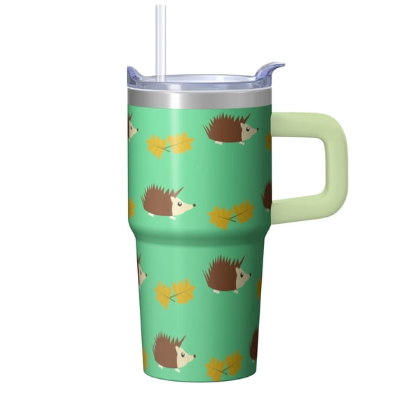 20oz Hedgehog Stainless Steel Tumbler with Handle and Straw Insulated Cup Travel Coffee Mug with Lid and Straw Durable Stainless Steel Body Gift for Women Men Tumbler Enthusiasts