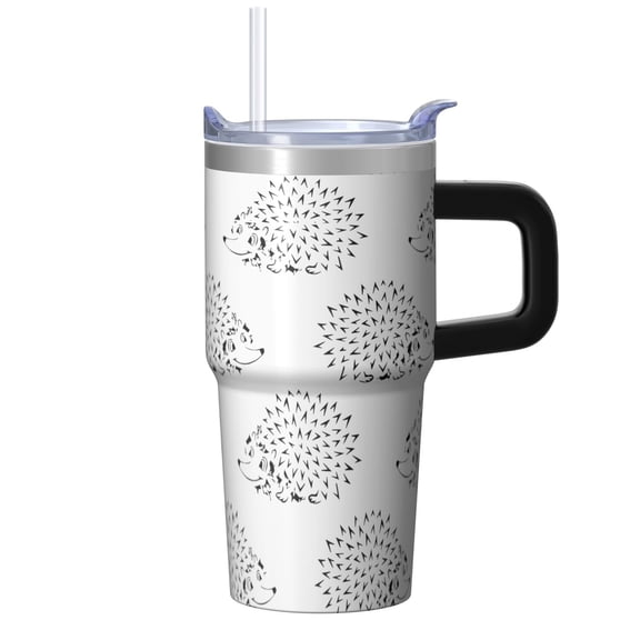 20oz Hedgehog Stainless Steel Tumbler with Handle and Straw Insulated Travel Coffee Mug Water Bottle with Lid and Straw Durable Stainless Steel Body Resists Dents Gift for Women Men Tumbler Fans