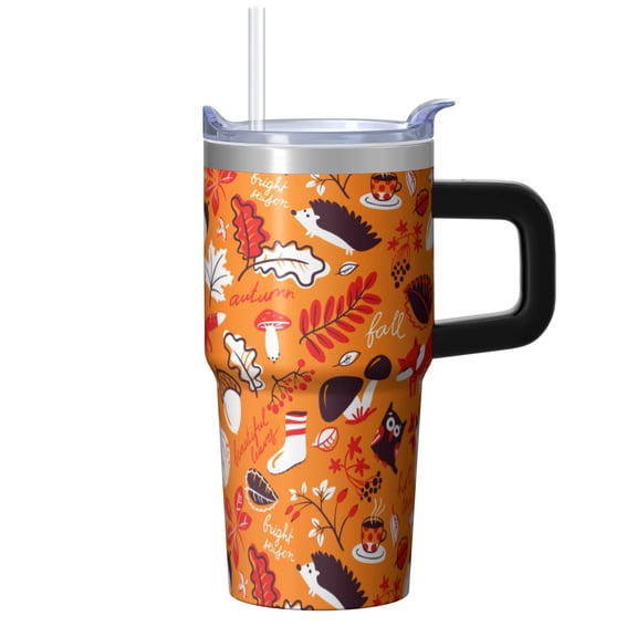 20oz Hedgehog Stainless Steel Tumbler with Handle and Straw Insulated Travel Coffee Mug Water Bottle with Lid and Straw Fits Car Cup Holders Commute Essential Gift for Women Men