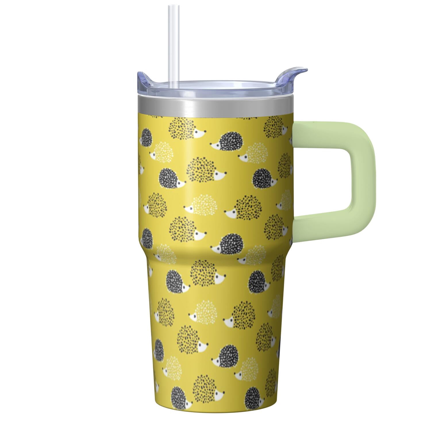 20oz Hedgehog Stainless Steel Tumbler with Handle and Straw Insulated Travel Coffee Mug Water Bottle with Lid and Straw Lightweight Yet Sturdy Design for Hiking Camping Gift for Women Men