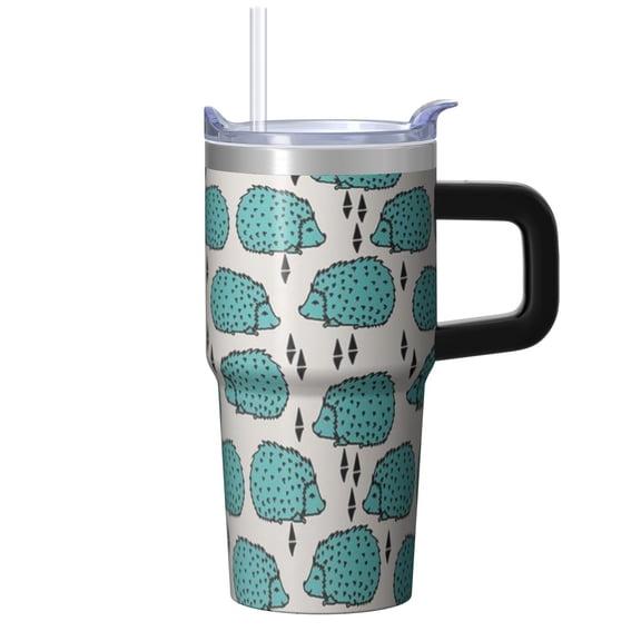20oz Hedgehog Stainless Steel Tumbler with Handle and Straw Insulated Travel Coffee Mug Water Bottle with Lid and Straw Reduces Condensation No Wet Surfaces Gift for Hedgehog Enthusiasts Women Men