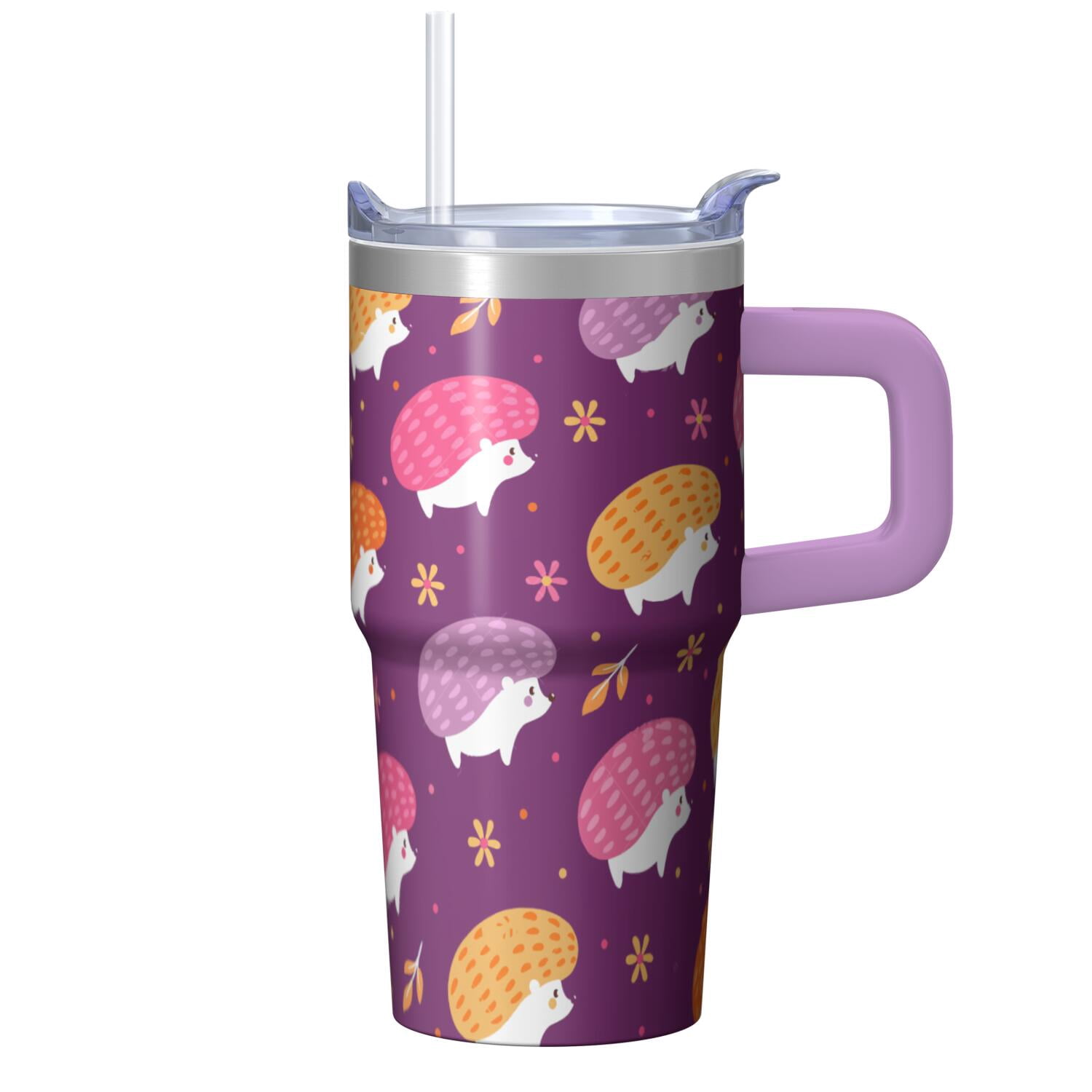 20oz Hedgehog Stainless Steel Tumbler with Handle and Straw Insulated Travel Water Bottle with Lid and Straw Perfect Gift for Birthdays Holidays Anniversaries for Women Men Hedgehog Lovers