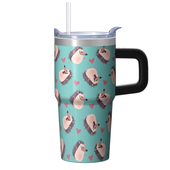 20oz Hedgehog Stainless Steel Tumbler with Handle and Straw Insulated Travel Water Bottle with Lid and Straw Secure Lid Design Prevents Leaks On the Move Gift for Hedgehog Lovers