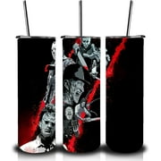 20oz Horror Movies Skinny Tumbler with Lid and Straw,Gift for Man Women, Halloween Stainless Steel Insulated Cup, Travel Coffee Mug, Terror Water Bottle for Fans