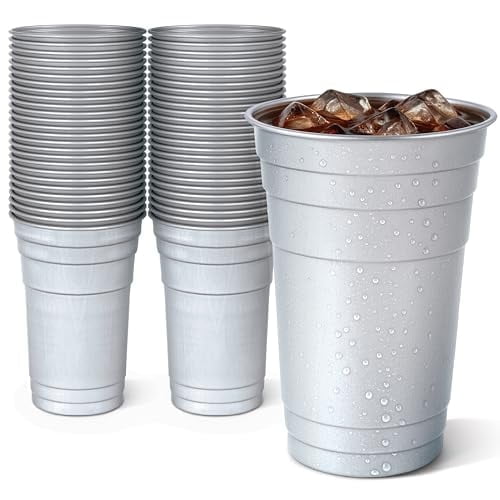 20oz Infinitely Recyclable Aluminum Cups (30 Pack) Premium Disposable & Reusable Metal Cups, Durable Aluminum Drinkware for Events, Parties, and 4th of July Celebrations