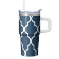 thumbnail image 1 of 20oz Insulated Coffee Mug with Handle and Straw, Geometric Texture Stainless Steel Double Wall Travel Tumbler Leak-Proof, 1 of 5