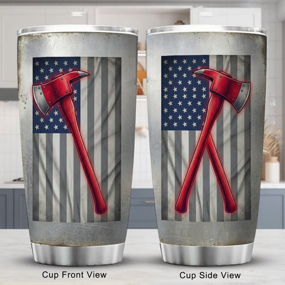 20oz Insulated Coffee Tumbler for Firefighters, Stainless Steel Fireman Mug