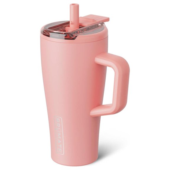 20oz Insulated Stainless Steel with Straw; 24 Hour Cold Retention; Leakproof Lidding System; Dishwasher; Cup Holder Compatible; Guava Color; Travel Mug for Car and Office Use