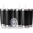 thumbnail image 1 of 20oz Insulated Stainless Steel Tumbler, Coffee Tumbler with Lid and Straw, Double Wall Vacuum Travel Coffee Mug, Powder Coated Tumbler Cup (Black, 12 Pack), 1 of 5