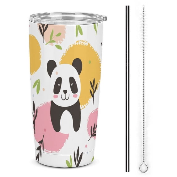 20oz Insulated Stainless Steel Tumbler,Cute Panda Double Wall Vacuum Travel Coffee Mug