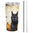 thumbnail image 1 of 20oz Insulated Stainless Steel Tumbler,Pumpkin Lantern Black Cat Double Wall Vacuum Travel Coffee Mug, 1 of 8
