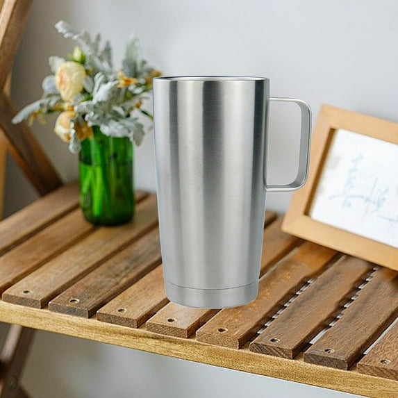 20oz Insulated Travel Coffee Cup with Handle, Double Wall Stainless Steel Vacuum Car Mug, Leak-Proof for Commute, Driving - Father’s Day, Birthday Gift