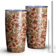 thumbnail image 1 of 20oz Insulated Tumbler, Travel Coffee Tumbler with Lid, Cup Holder Friendly Travel Coffee Mug, Stainless Steel Thermos, 20 Oz Tumbler, Reusable Insulated Coffee Mug with Lid ( Autumn Maple Leaf ), 1 of 7