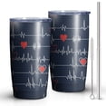 thumbnail image 1 of 20oz Insulated Tumbler, Travel Coffee Tumbler with Lid, Cup Holder Friendly Travel Coffee Mug, Stainless Steel Thermos, 20 Oz Tumbler, Reusable Insulated Coffee Mug with Lid ( Love Heart ), 1 of 7